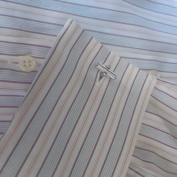 Boss Hugo Boss French Cuff SZ 16 100% Cotton Men's Striped Button Up Shirt - Picture 9 of 16